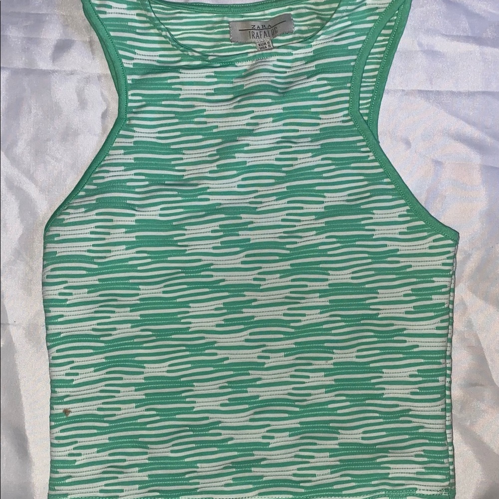 green and white crop top